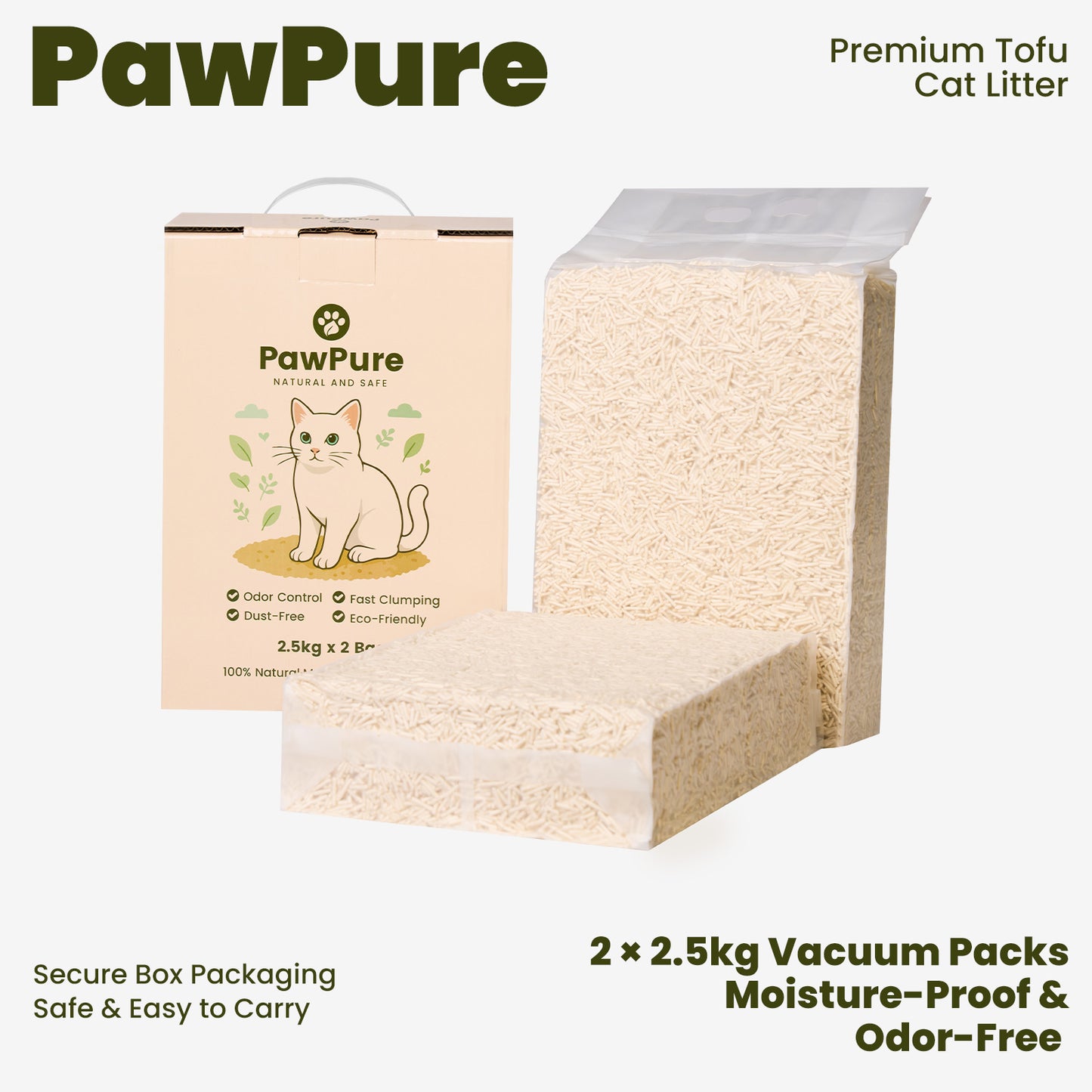 Premium Tofu Cat Litter – 3 Box – Milk Scent, Low Dust, Fast Clumping, Flushable, Eco-Friendly