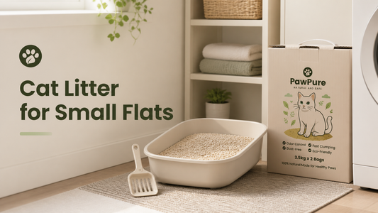 PawPure cat litter for small flats guide with compact litter tray setup