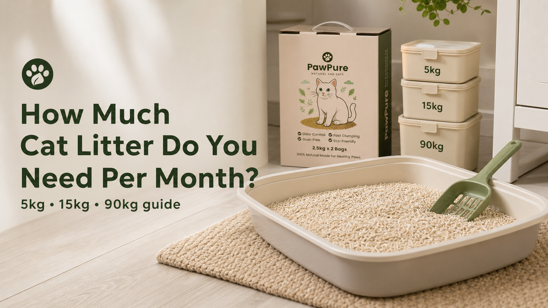 PawPure guide to choosing 5kg, 15kg and 90kg cat litter pack sizes for UK homes