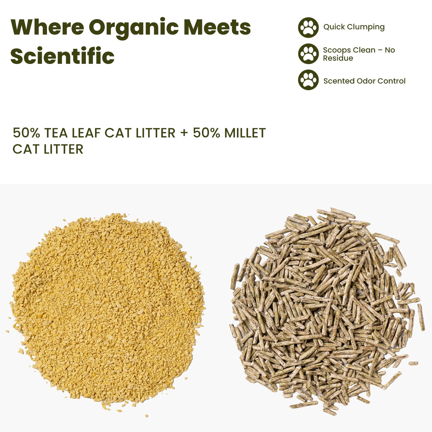 Tea Leaf & Millet Cat Litter – Natural Fresh Scent, Flushable, Eco-Friendly, Low Dust, Clumping