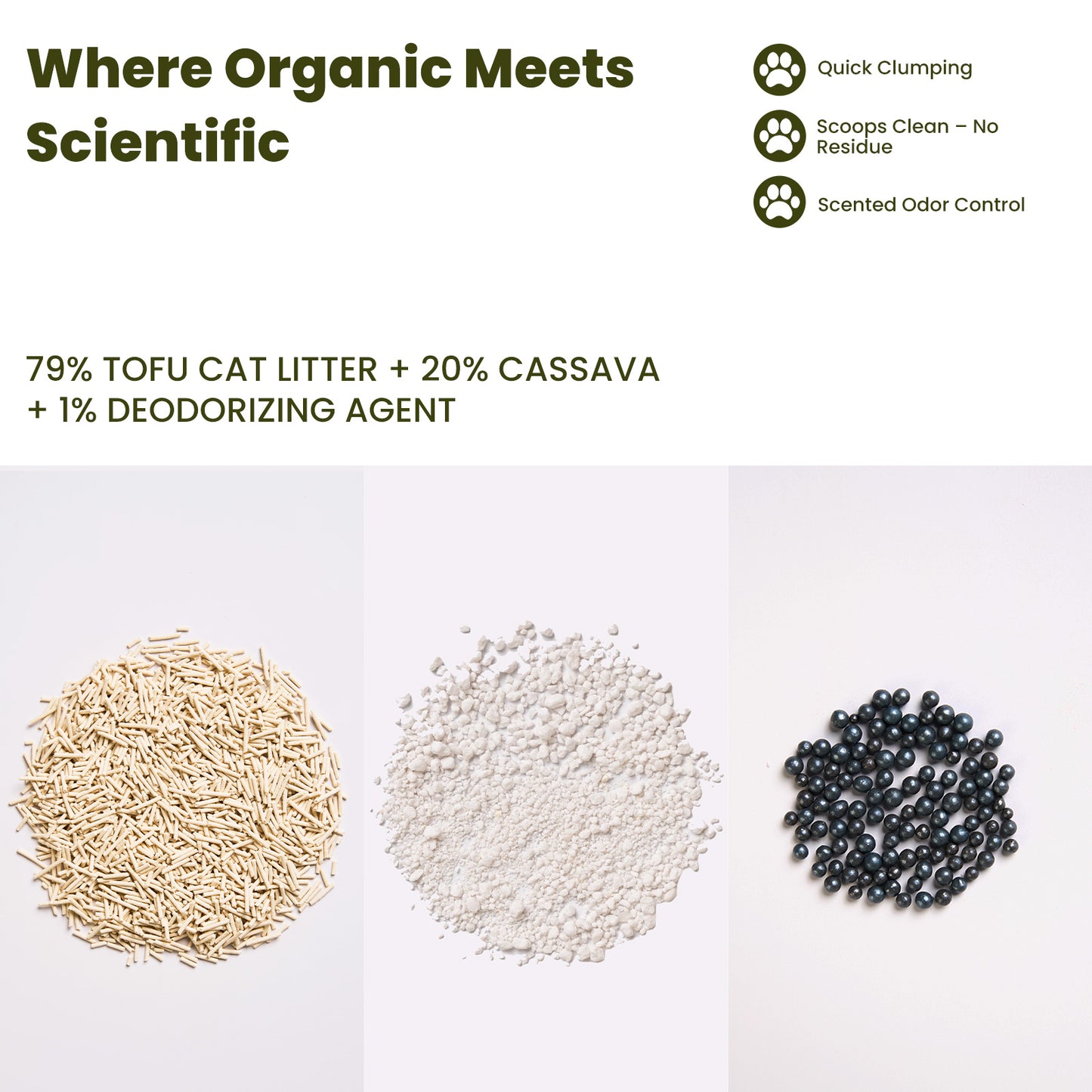 Tofu & Cassava Cat Litter  – Natural Plant-Based, Flushable, Low Dust, Fast Clumping, Deodorizing