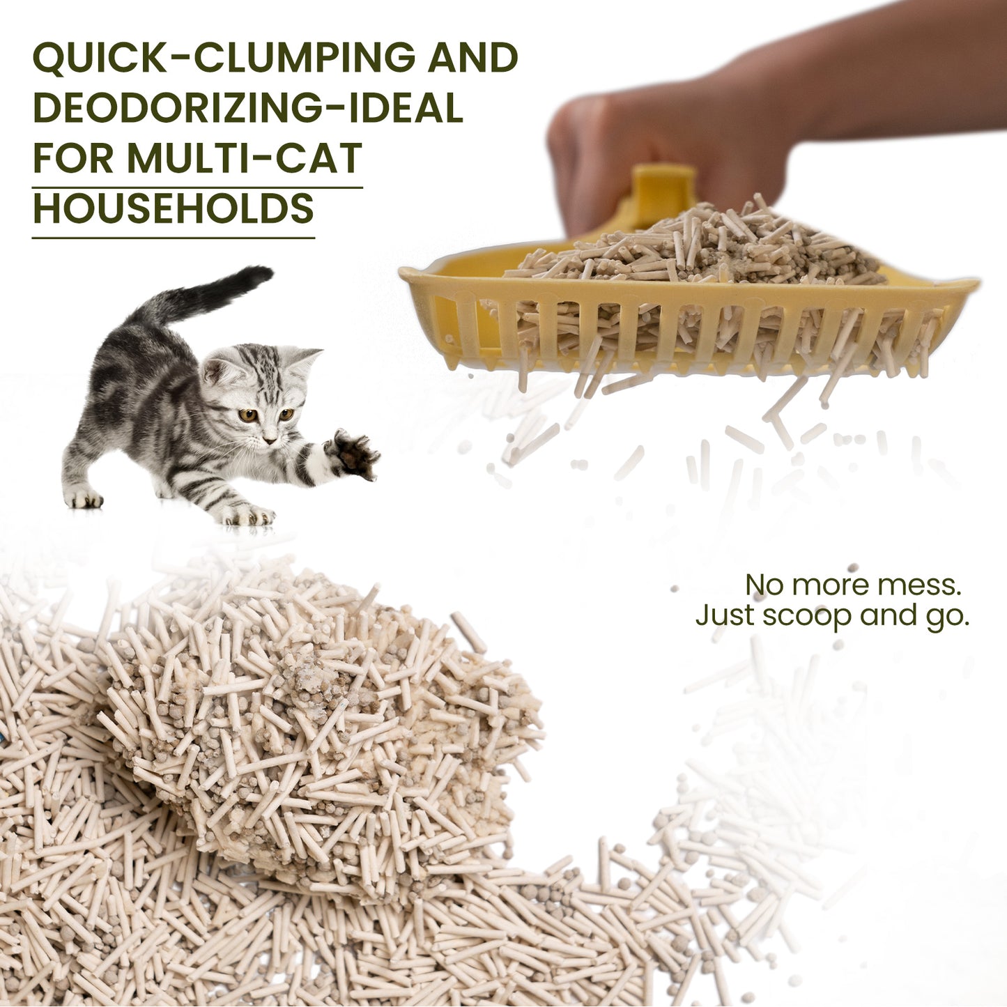 Tofu & Bentonite Hybrid Cat Litter  – Double Odor Control, Milk Scent, Clumping, Low Dust, Eco-Friendly