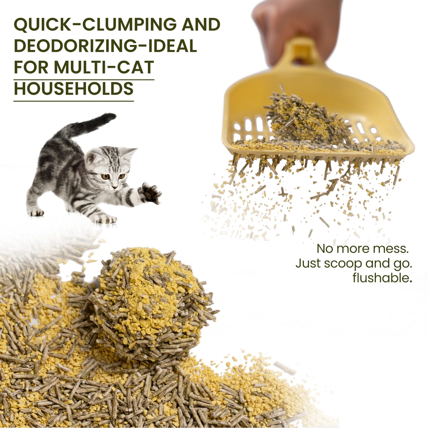 Tea Leaf & Millet Cat Litter – Natural Fresh Scent, Flushable, Eco-Friendly, Low Dust, Clumping