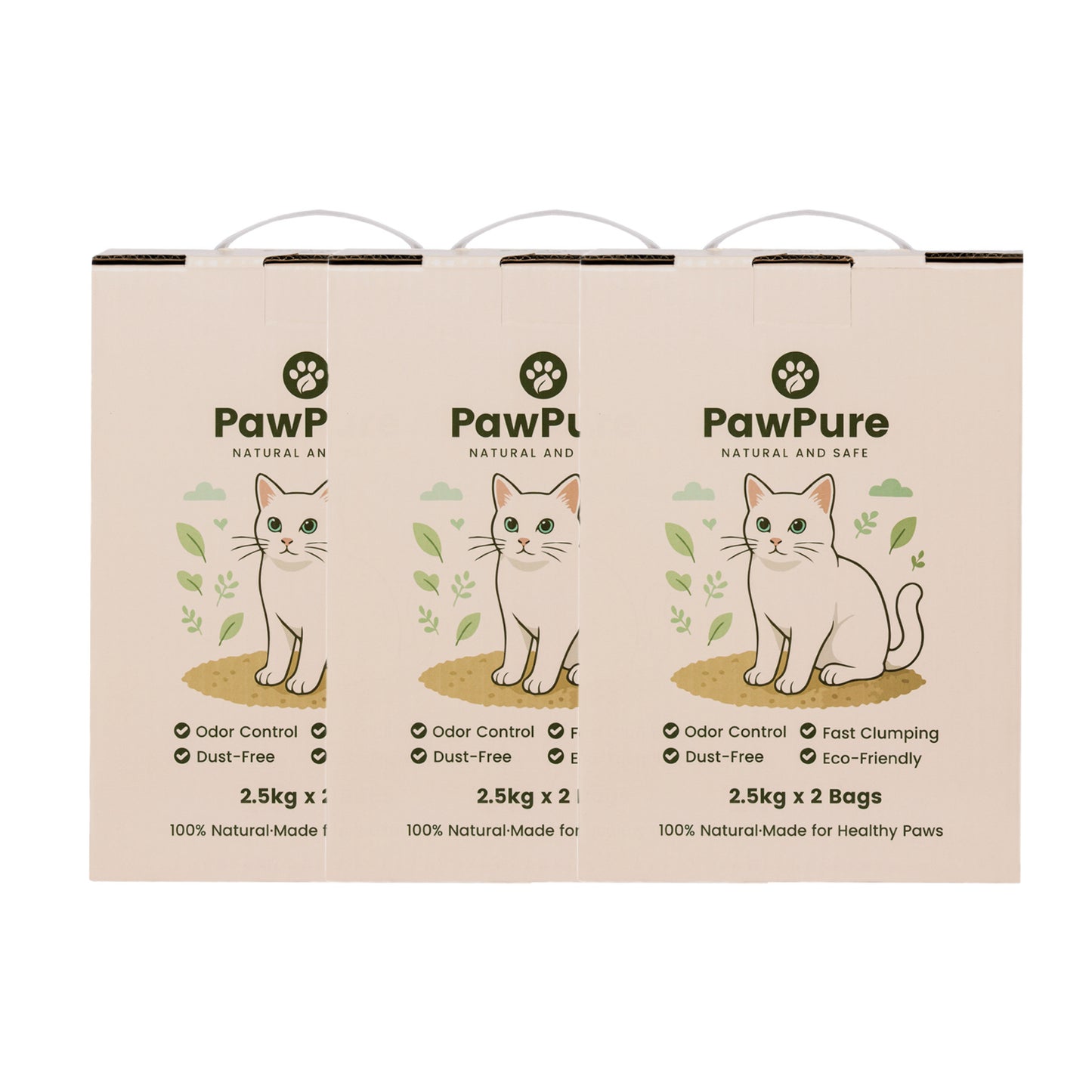 Premium Tofu Cat Litter – 3 Box – Milk Scent, Low Dust, Fast Clumping, Flushable, Eco-Friendly